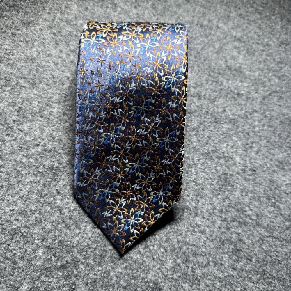 Jhane Barnes Men's 100% Silk Necktie JAPAN Designer Geometric Floral Multicolor - Picture 4 of 11
